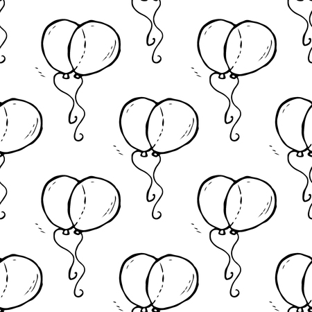 Balloons seamless pattern. Design element for wedding greeting card, valentines day invitation, honeymoon postcard. Vintage style, hand drawn pen and inkのイラスト素材