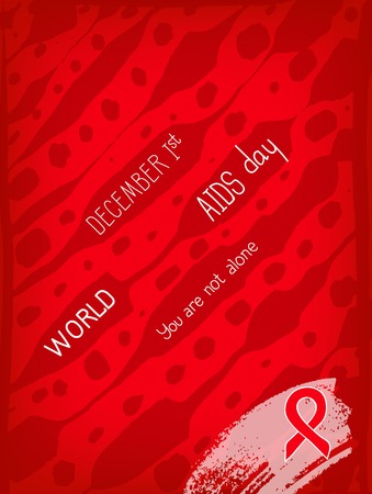 World AIDS Day, 1st December, vector poster template. Red ribbon, hand drawn design elementのイラスト素材