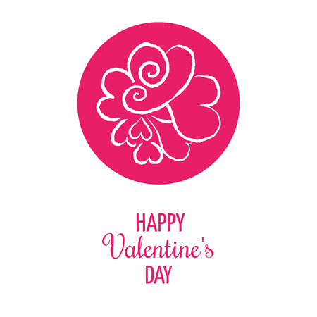 St Valentines day vector design element. Suitable for party invitation, romantic greeting card or web banner. Hand drawn heart doodle, isolated on whiteのイラスト素材