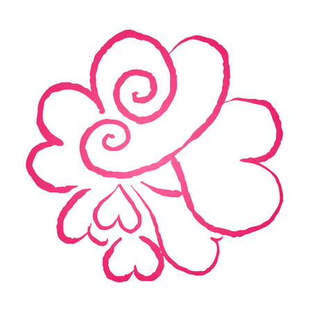 St Valentines day vector design element. Suitable for party invitation, romantic greeting card or web banner. Hand drawn heart doodle, isolated on whiteのイラスト素材