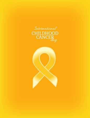 International Childhood Cancer Day, vector design element. Golden ribbon is a symbol of childhood cancerのイラスト素材