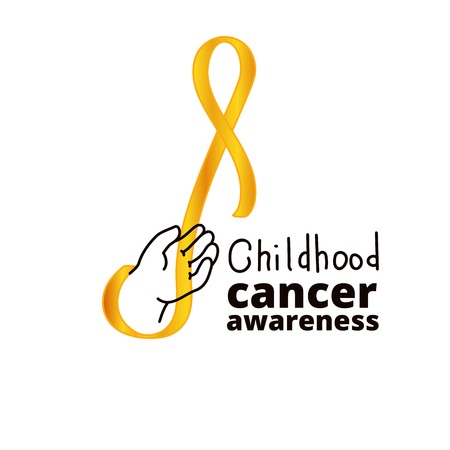 International Childhood Cancer Day, vector design element. Golden ribbon is a symbol of childhood cancerのイラスト素材
