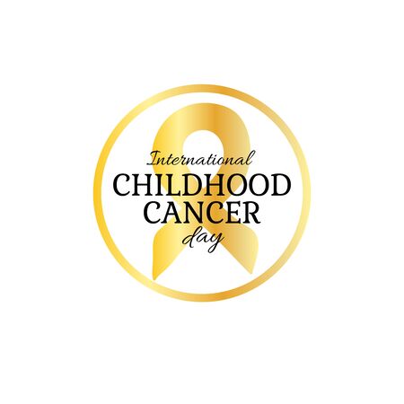 International Childhood Cancer Day, vector design element. Golden ribbon is a symbol of childhood cancerのイラスト素材