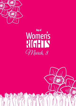 March 8 card or banner template. Historically, International Womens Day is the day of womens rights and emancipationのイラスト素材