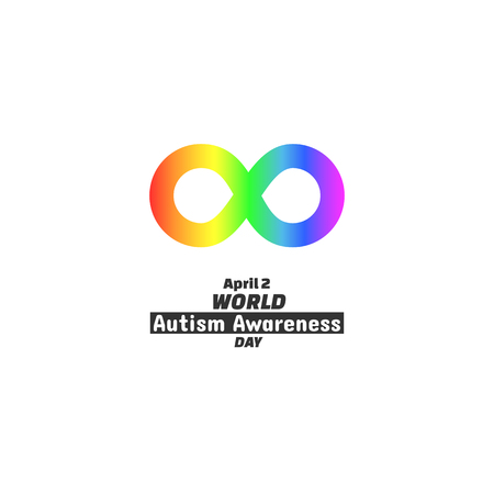 Rainbow color of infinity ribbon symbolises diversity of autism spectrum. Vector illustration, isolated on whiteのイラスト素材