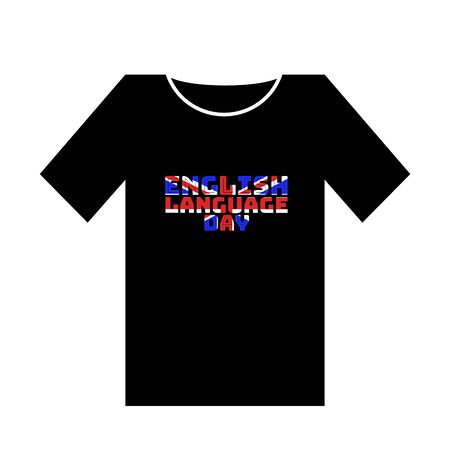 English Language Day vector illustration. Text with national flag of the United Kingdom. Print for T-shirtのイラスト素材