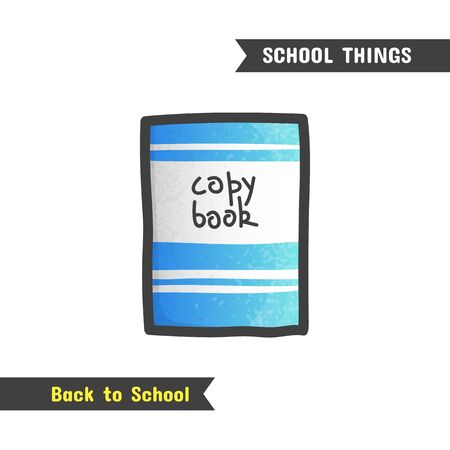 Back to School Supplies, hand drawn icon, isolated on white, cartoon style. Copybookの写真素材