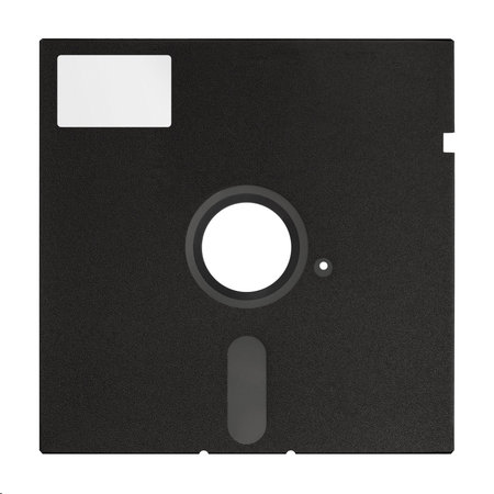 Black 5 25 inches floppy disk isolated on a white background.