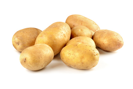 Bunch of fresh potatoes isolated on a white background.