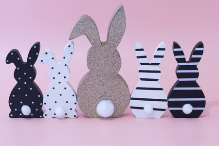 Funny Easter bunny, made of pumpkin,covered with white paint and added fancy lushes,...