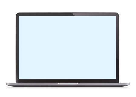 single modern gray laptop isolated on white backgroundの写真素材