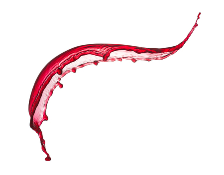 single red wine splash isolated on white backgroundの写真素材