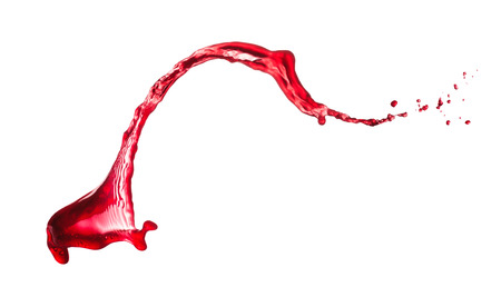 single red wine splash isolated on white backgroundの写真素材