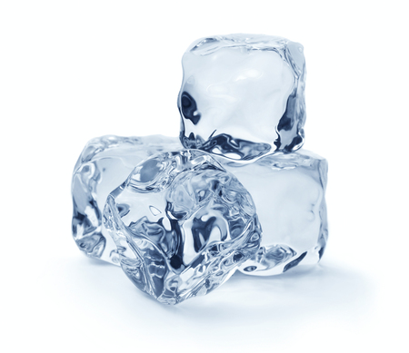 heap of ice cubes isolated on white backgroundの写真素材