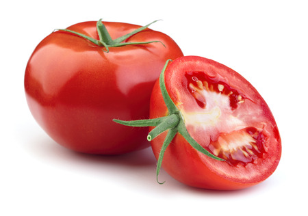 fresh ripe tomato isolated on white backgroundの写真素材