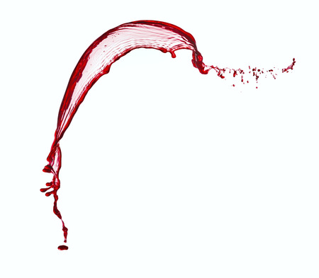 single red wine splash isolated on white backgroundの写真素材