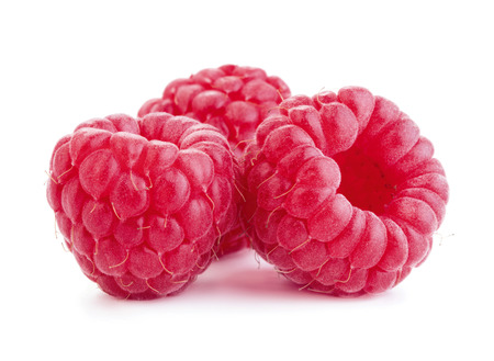 fresh ripe raspberry isolated on white backgroundの写真素材