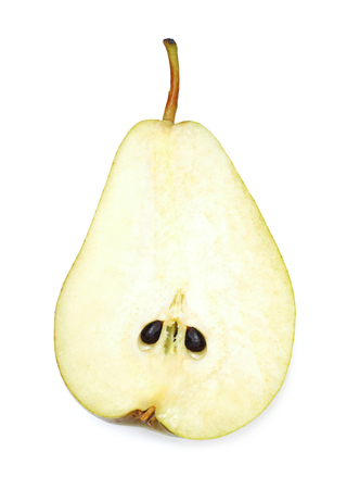 single ripe raw pear isolated on white backgroundの写真素材