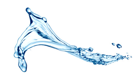 clean blue water splash isolated on white backgroundの写真素材