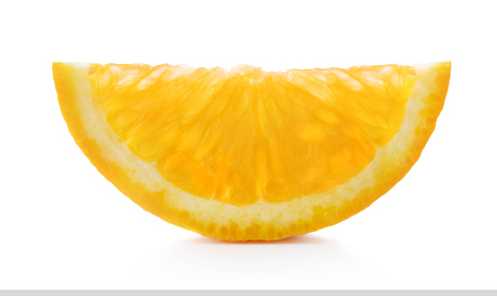 piece of cut orange isolated on white backgroundの写真素材