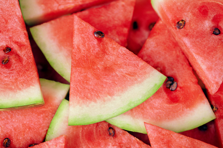 heap of ripe watermelon slicesの写真素材