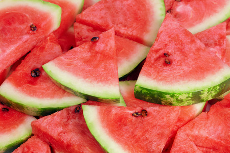 heap of ripe watermelon slicesの写真素材