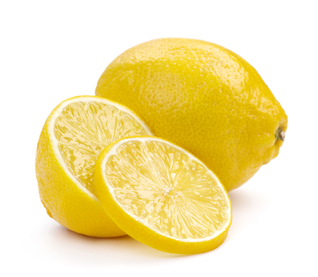 ripe lemon fruits isolated on white backgroundの写真素材