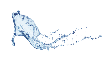 clean blue water splash isolated on white backgroundの写真素材