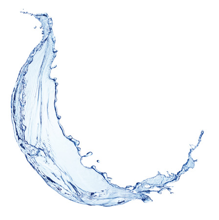 clean blue water splash isolated on white backgroundの写真素材