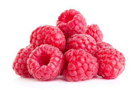 fresh ripe raspberry isolated on white backgroundの写真素材