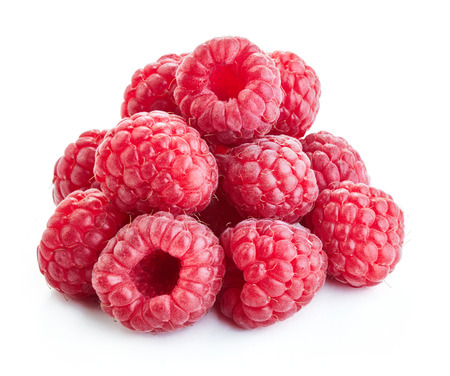fresh ripe raspberry isolated on white backgroundの写真素材