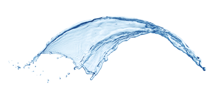 clean blue water splash isolated on white backgroundの写真素材