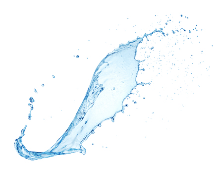 clean blue water splash isolated on white backgroundの写真素材