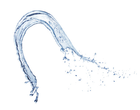 clean blue water splash isolated on white backgroundの写真素材