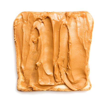 peanut butter sandwich isolated on white backgroundの写真素材