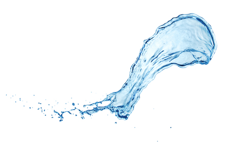 clean blue water splash isolated on white backgroundの写真素材