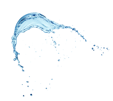 clean blue water splash isolated on white backgroundの写真素材