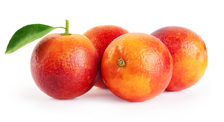 blood orange fruits isolated on white backgroundの写真素材