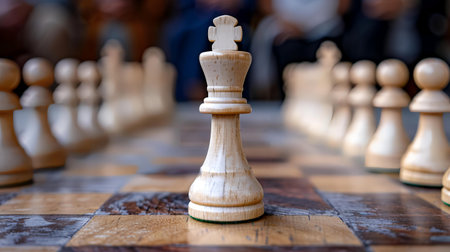 Chess King Strategy Game Outdoor Blurred Background. AI Generatedの素材