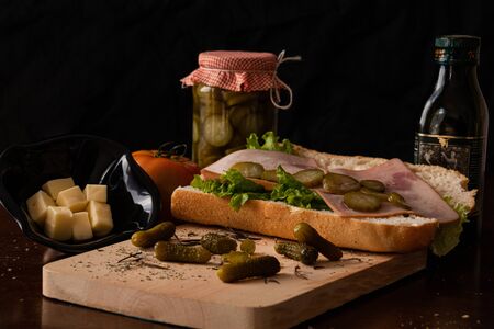 Healthy sandwich made of pickles cheeseの写真素材