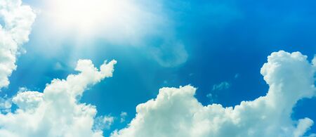 blue sky with beautiful natural white cloudsの写真素材