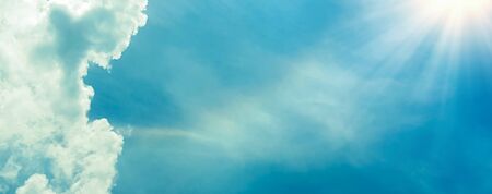 blue sky with beautiful natural white cloudsの写真素材