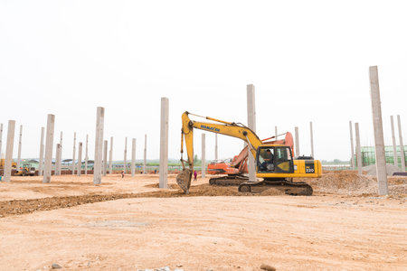 Construction site and excavator