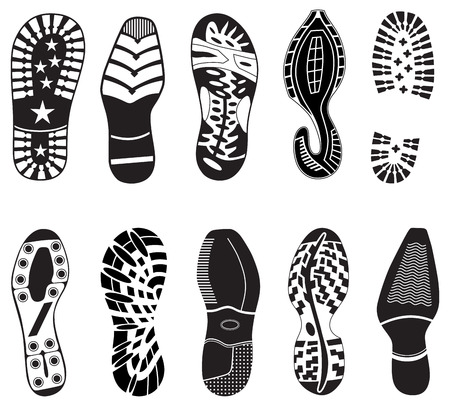 Collection of ten different Vector illustration of Shoe Tracksのイラスト素材