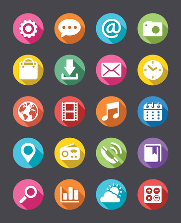 A collection of 20 app icons with a Flat Look.のイラスト素材