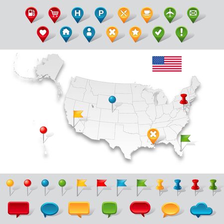 Hi Detail grey vector administrative map of the United States of America.のイラスト素材