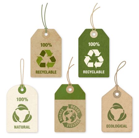 Five high detail grunge Vector Eco Price Tags.の写真素材