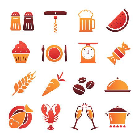 A collection of funny Icons regarding all type of food and drinksのイラスト素材