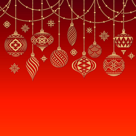 A nice Christmas texture with christmas baubles and snowflakesのイラスト素材