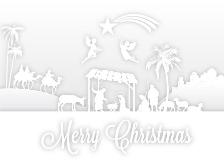High detail Vector nativity Christmas Scene.のイラスト素材